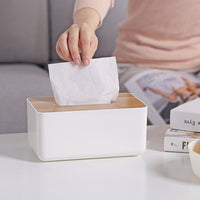Plastic Tissue Box Wooden Lid Napkin Holder Container Wet Tissue Paper / 42250 / KN-521 / 4398