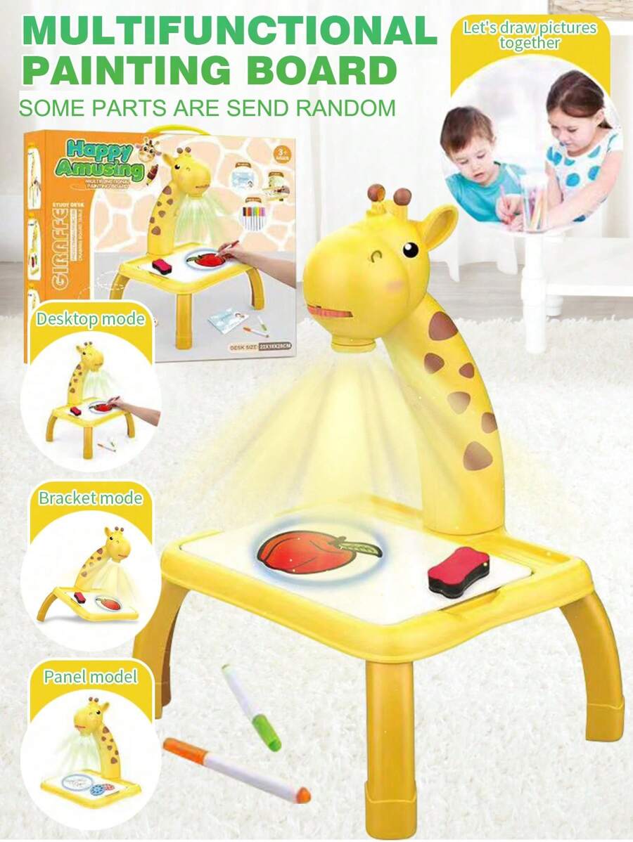 Kids Led Projector Drawing Table Toy Set Art Painting Board Table Light Toy Educational Learning