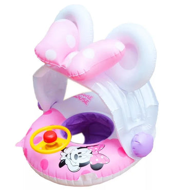 (NET) Cartoon cute baby swimming ring with parasol float inflatable swimming pool