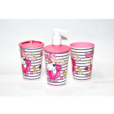 Herevin Patterned Toothbrush Liquid Soap Dispenser Bathroom Set / Unicron (NET)