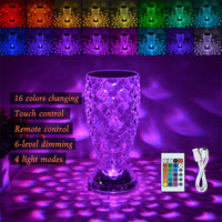 (NET) Crystal Lamp Fish Scale Lamp  LED Rechargeable Touch Night Light  Home Decor Creative Lights