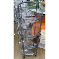 (Net) Transparent 4 Layers Rolling Storage Cart - Versatile Organizer with Wheels & Handle