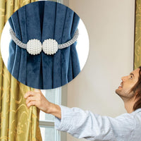 Curtain Tiebacks Magnetic Curtain Tiebacks Pearl Ball Curtain Drapes Clips Rope Holdbacks for Home Office