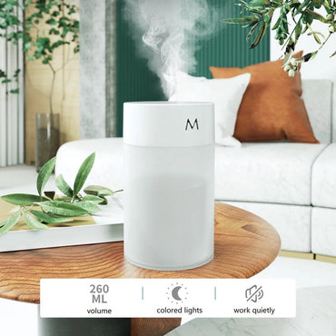 Air Humidifier Ultrasonic Mini Aromatherapy Diffuser Portable Sprayer USB Essential Oil Atomizer LED Lamp for Home Car 260ML
