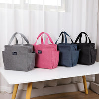Portable Insulated Lunch Bag with Dual Side Pockets Thermal Lunch Tote Bag for Women Men Adults for Work Picnic School Office