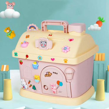 Piggy Bank Anime Cartoon Cute Money Boxes Piggy Bank with Lock and Key for Notes Coins Money Saving Box Kids Gift