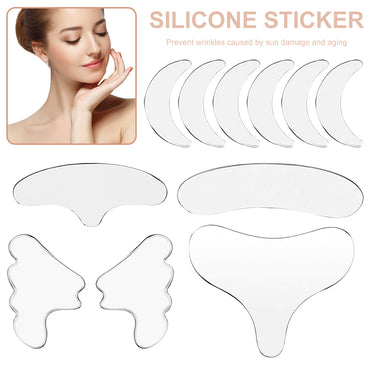 (NET)  Reusable Silicone  Face Lift Kit Forehead Neck Line Remover Eye Cover Anti Aging Skin/279876