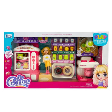 Kitchen Furniture Set With A Coffee Machine And A Doll