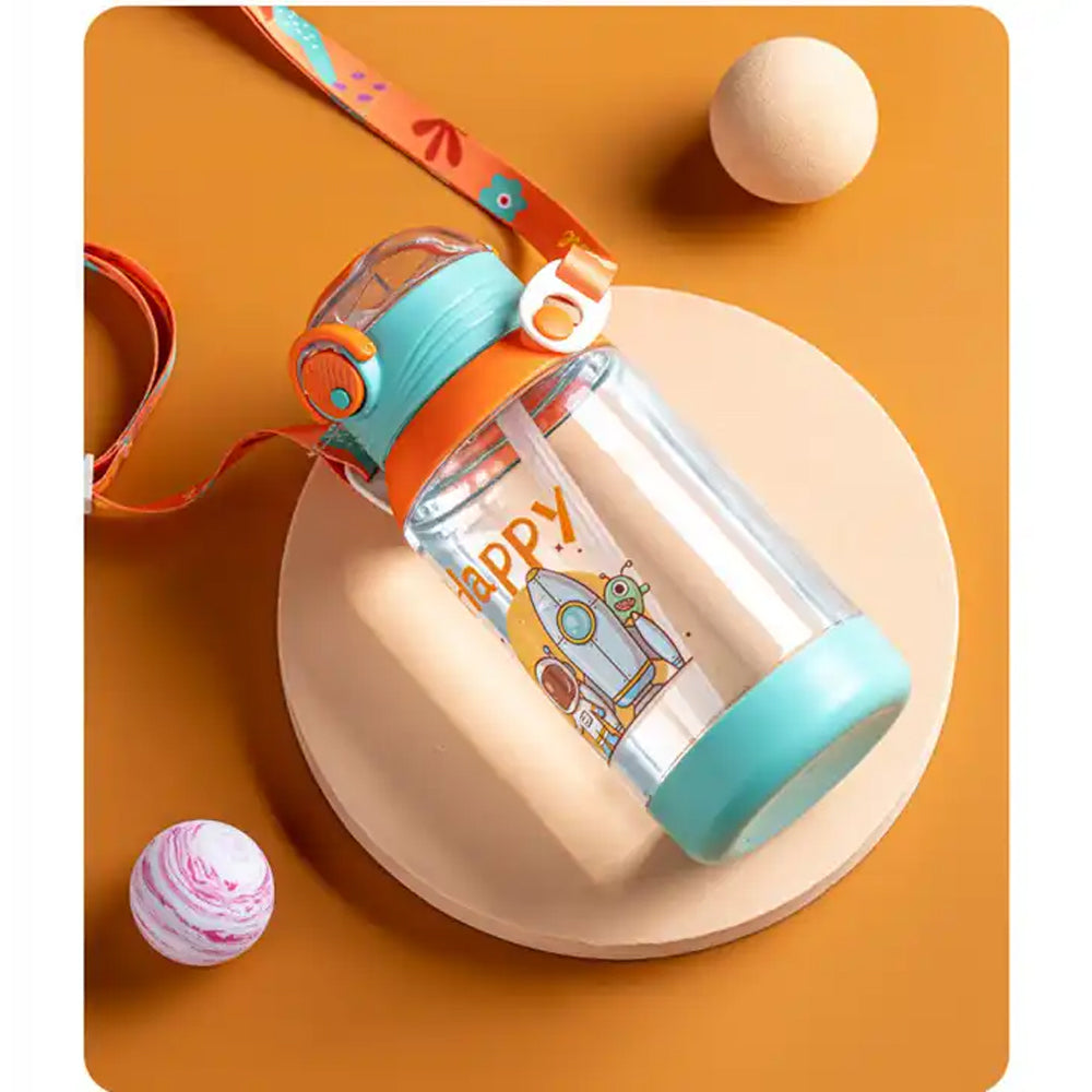 (Net) Space Water Bottle,  With Hanger, Straw and The Lid includes a Lock