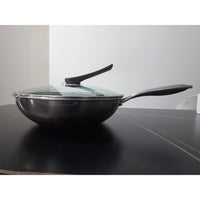 (NET) Stainless Steel Wok Pan 34x34x9CM