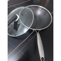 (NET) Stainless Steel Wok Pan 32x32x9CM