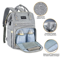 (Net) Large Baby Bag, Multi-functional Travel Back Pack, Anti-Water Maternity Nappy Bag Changing Bags 35*16*28CM