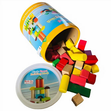 40-Piece Colorful Wooden Building Blocks Set