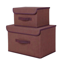 (NET) Cotton Linen Large Storage Box With Cap Clothes Socks Toys Organizer / 802122 / KC22-242-1 / KC22-242-2