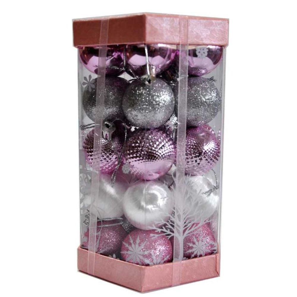 (Net) Christmas baubles rose-white mix