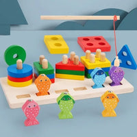 2-in-1 Activity Box  Wooden Shape Sorter & Fishing Game