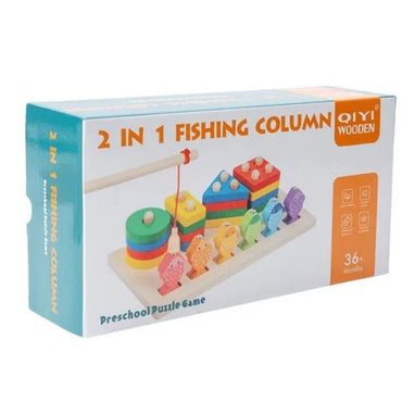2-in-1 Activity Box  Wooden Shape Sorter & Fishing Game