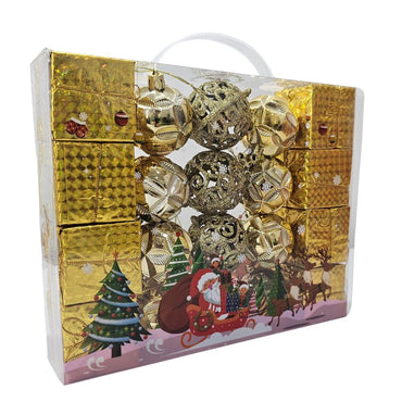 (Net) Golden Box of Christmas Balls and Decorations