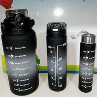 (Net) Motivational Water Bottles with Straw - Set of 3
