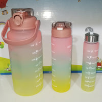 (Net) Motivational Water Bottles with Straw - Set of 3