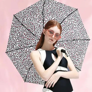 (Net) Foldable Leopard Spots Style Umbrella