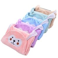 (Net) Hooded Baby Bath Beach Towel - Animal Pattern Microfiber Coral Fleece