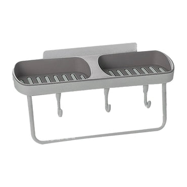 Creative Double Siamese Wall Mounted Soap Box Punch Free Drain Soap Rack Soap Holder with Hook for Home Bathroom Practical