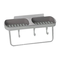 Creative Double Siamese Wall Mounted Soap Box Punch Free Drain Soap Rack Soap Holder with Hook for Home Bathroom Practical