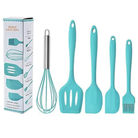 International Premium Silicone Kitchen Utensils Set (5 pcs) in Hygienic Solid Coating Include Silicone Spatula Set, Turner, Brush, Whisk
