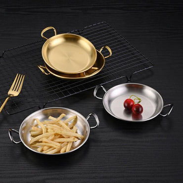 Supplies Korean Style Home Tableware Pan Dishes Snack Tray Dessert Plate (17x17x3cm) GOLD