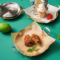 Supplies Korean Style Home Tableware Pan Dishes Snack Tray Dessert Plate (15x15x2cm) GOLD