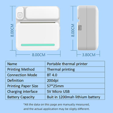 (Net) C19 English Version APP Mini Portable Printer Wireless BT 200dpi Photo Label Memo Wrong Question Printing / 9080
