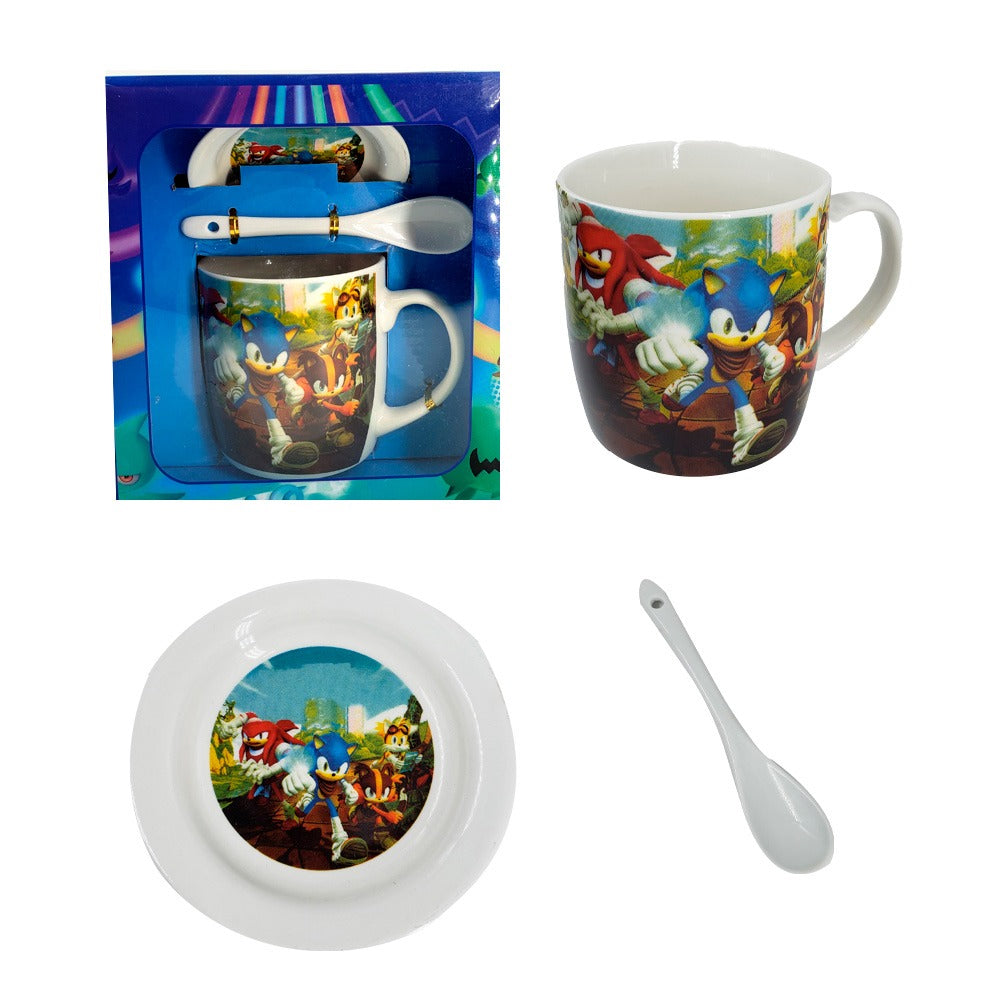 Sonic Ceramic Mug With Plate And Spoon