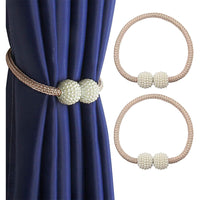 Curtain Tiebacks Magnetic Curtain Tiebacks Pearl Ball Curtain Drapes Clips Rope Holdbacks for Home Office