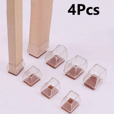 (net) Square Chair Table Leg Cover Transparent Set Of 4 pcs
