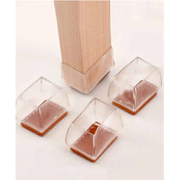 (net) Square Chair Table Leg Cover Transparent Set Of 4 pcs