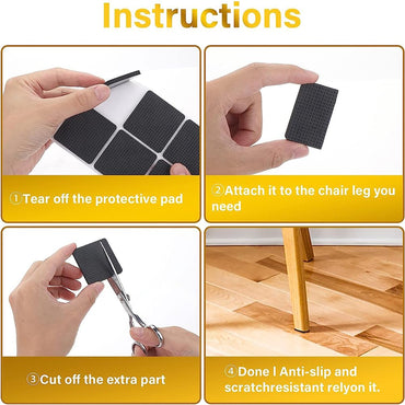 (net) SquareTable Foot Pad Black Set Of 30 pcs