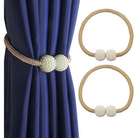 Curtain Tiebacks Magnetic Curtain Tiebacks Pearl Ball Curtain Drapes Clips Rope Holdbacks for Home Office