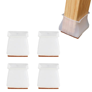 (net) Square Chair Table Leg Cover Transparent Set Of 4 pcs