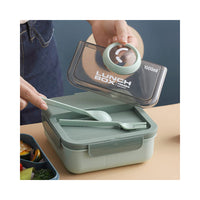 Bento Lunch Box for Kids and Adults 2 Compartments Lunch Square Container 1000ml