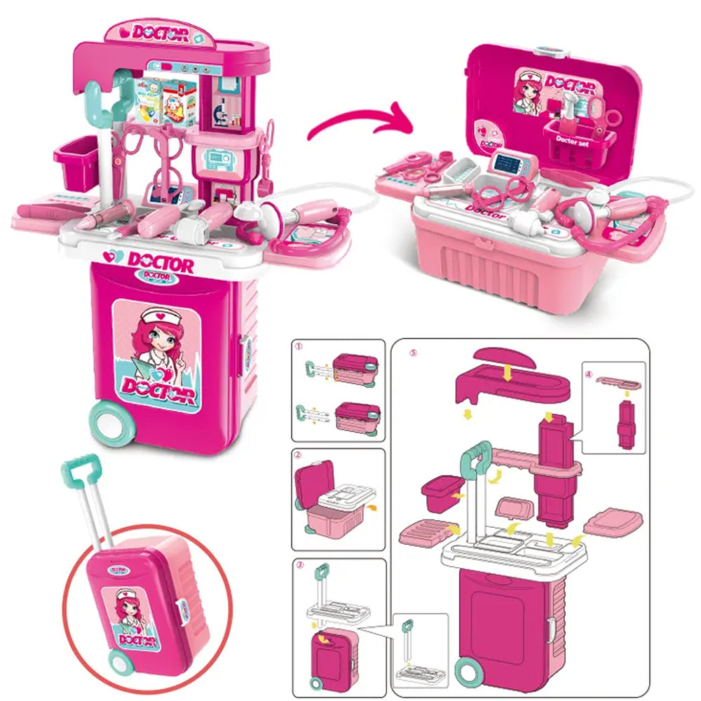 (Net) Pink Kids' Medical Equipment Travel Bag - Your Child's Portable Surgery Kit