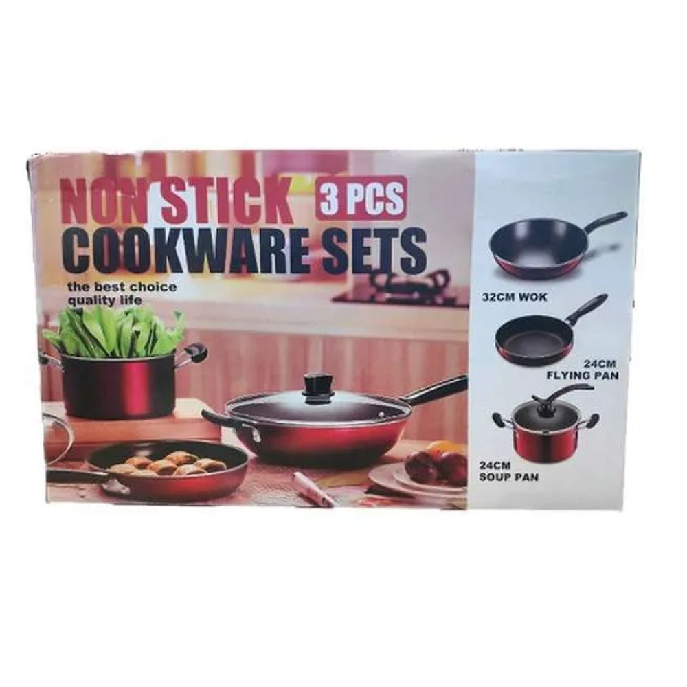 ( NET) Non-Stick Frying Pan Non Stick Cookware Sets Set 3 pcs