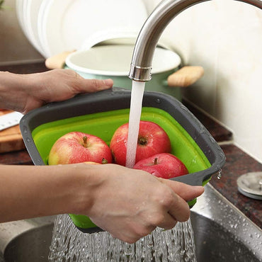 (net) Kitchen Collapsible Colander Fruit Vegetable Washing Drain Folding Strainer Basket