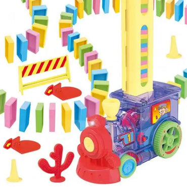 ( NET) Domino Train Sound and Light Automatic Laying Color Domino Intelligent Toy Electric Train