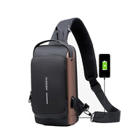 (NET) Fashionable Male Chest Bag with Smart Code Lock, USB Port, and Waterproof Design