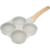 Non Stick 4 Hole Frying Pan -  With Wooden Handle