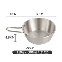 (net) stainless steel bowl shirt bowl camping outdoor portable bowl - 14CM