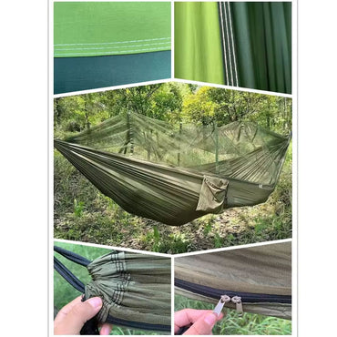parachute double camping mosquito net hammock with rope and carabiners outdoor nylon portable Hammock