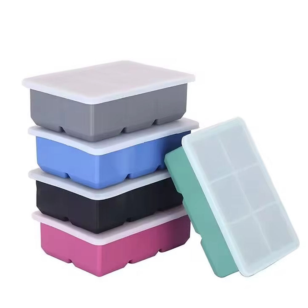 Silicone ice cube tray for 6 ice cubes