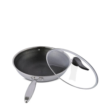 (NET) Stainless Steel Wok Pan 34x34x9CM